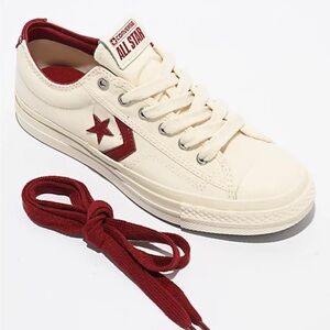 Converse Star Player 76 Egret & Park Red Shoes w9.5/m8 nwot